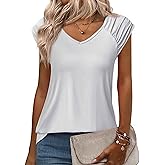 Zeagoo Womens Tops Cute Loose Tank Tops Trendy Casual Dressy Shirts V Neck Cap Sleeve Tops Summer Outfits