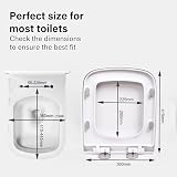 Vivo Technologies Square Toilet Seat Soft Close with Quick Release Hinges White view 3