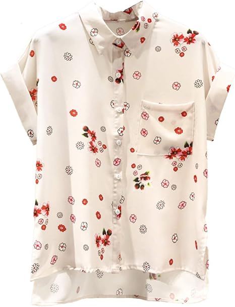 Amazon イダク シャツ レディース Vネック 半袖 シャツ ブラウス 襟 おしゃれ トップス ワイシャツ 涼しい 夏物 シャツ ブラウス 通販