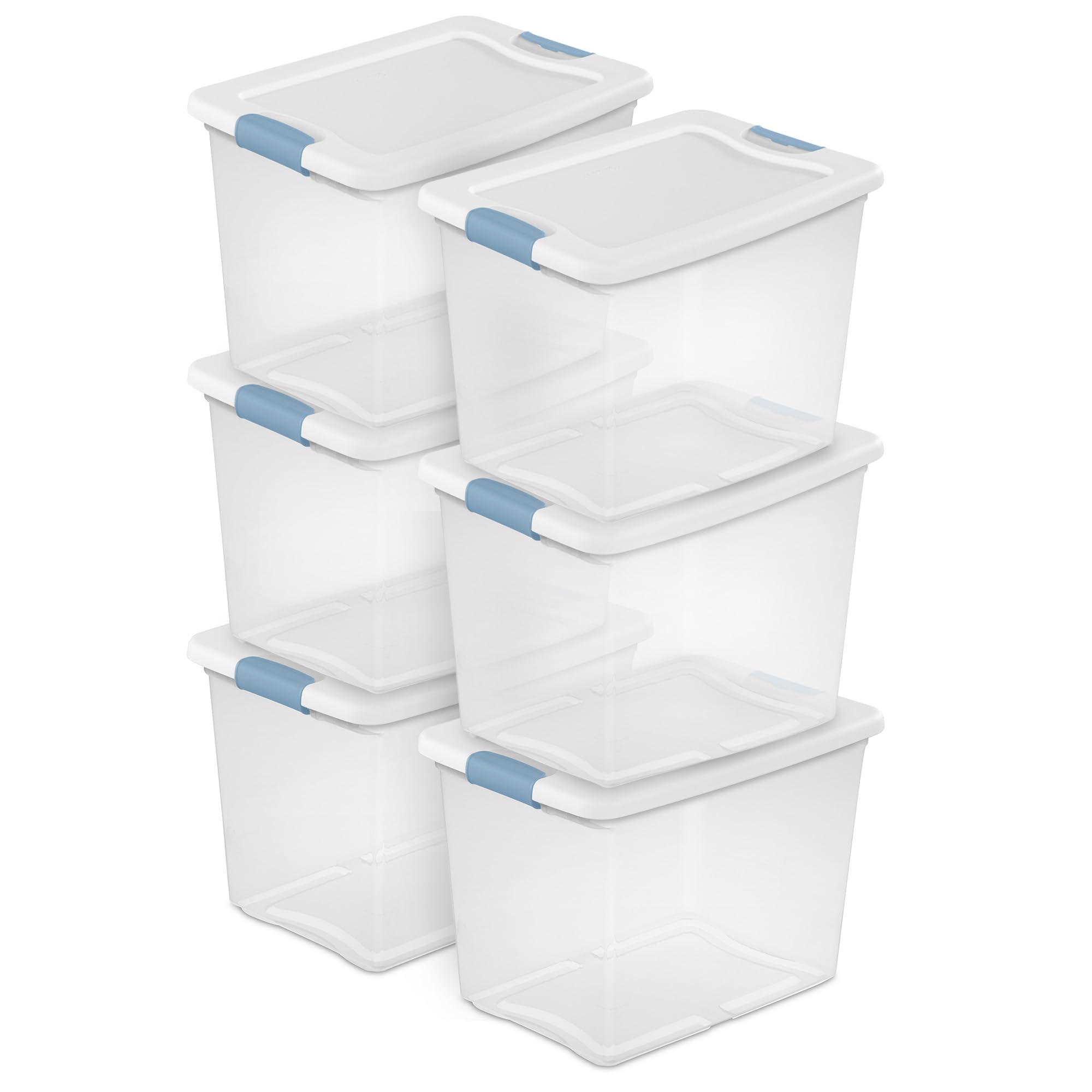 Photo 1 of ***One of the bins have a missing handle***Sterlite 5-Pack Latching Box, Under Bed Storage Bins with Lids, Clear Plastic, 25 Quart - Heavy-Duty Organizing Containers for Closet, Bathroom, and Office