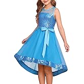 GRACE KARIN Girls Sequin Party Formal Dress Wedding Guest Sparkle Fancy Birthday Tulle High Low Prom Dresses 6-14 Years