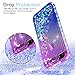 LeYi Compatible for iPhone SE Case (2016), iPhone 5S Case, iPhone 5 Case with 2pcs Tempered Glass Screen Protector for Girls Women, Cute Glitter Liquid Clear Protective Case for iPhone 5, Purple/Blue