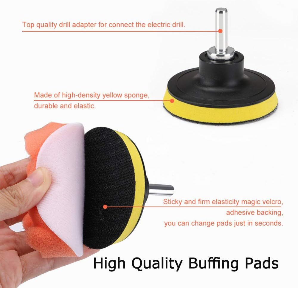 11Pcs 3 Inch Car Foam Drill Polishing Pad Kit 80mm Buffing Sponge Pads Kits by Yesallwas,for Car Sanding Polishing - Image 4