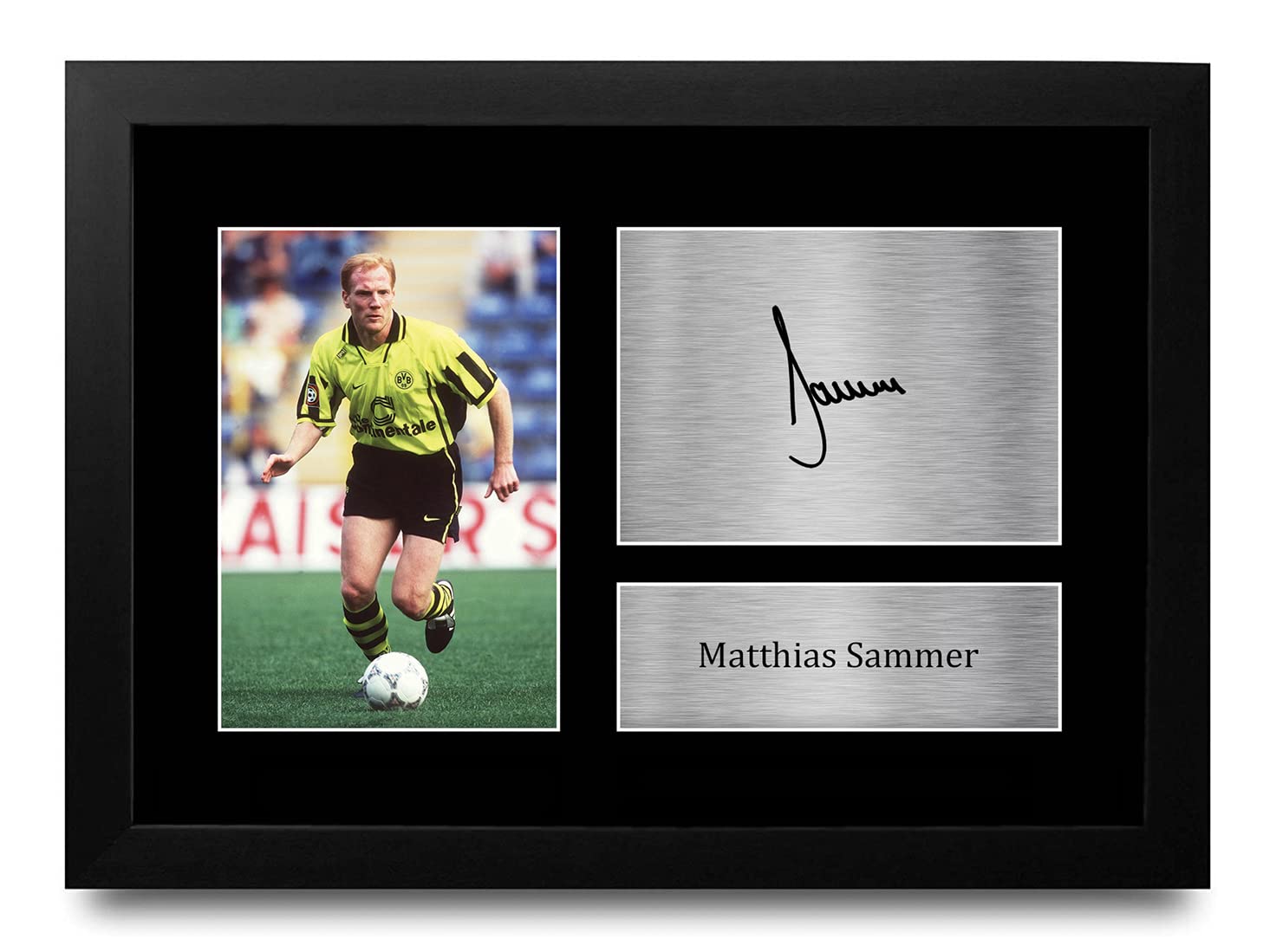 HWC Trading FR A4 Matthias Sammer Borussia Dortmund Gifts Printed Signed Autograph Picture for Football Fans and Supporters - A4 Framed