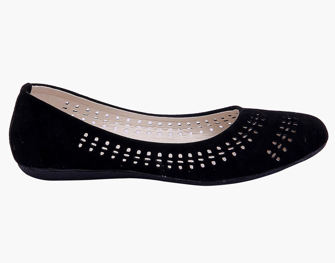 goyal's women's black synthetic punch ballerinas