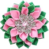 Sorority Gifts Pink Green Womenhood Service Society Organization Ribbon Satin Flower Brooch Pin Jewelry For Bag