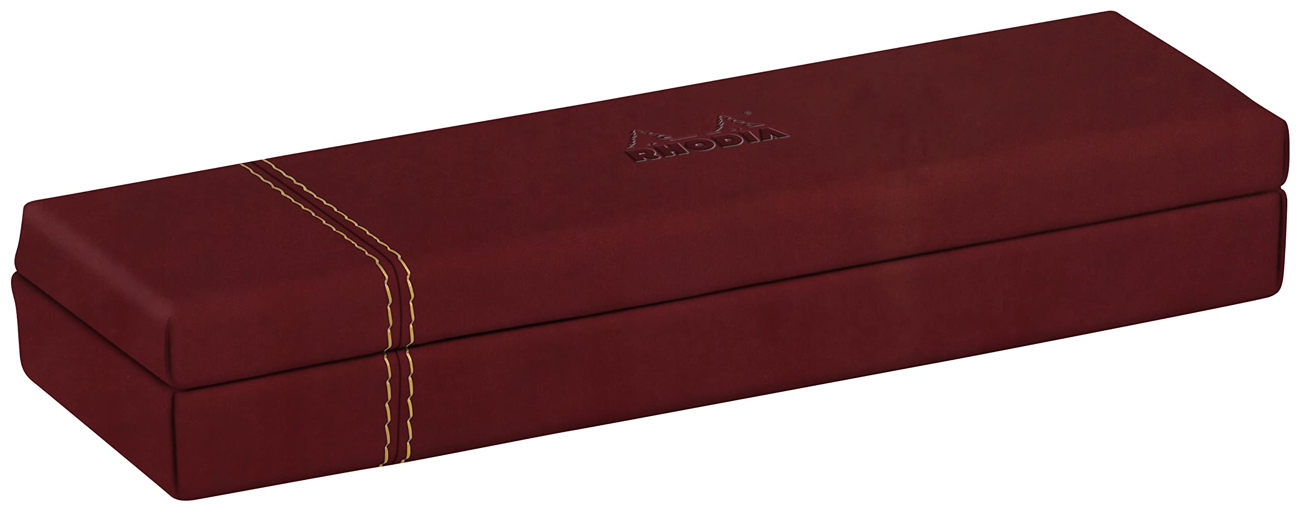 RHODIA 194511C - Wine Pencil Case - 21 x 5.5 x 3 cm - Orange Saddle Stitching - Faux Leather Exterior - Home Office Collection Rhodiarama - Office Organization & Design Storage — image 1