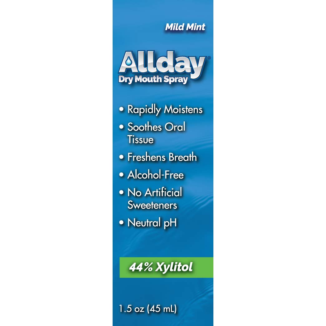 Allday 100% Xylitol-Sweetened Dry Mouth Spray, 1.5 oz Bottle (Pack of 2): Beauty