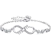 EleShow Moissanite Infinity Bracelet for Mom, 925 Sterling Silver Bracelet for Women, Hypoallergenic Jewelry Gift for Mom from Daughter, Son for Birthday, Valentine's Day