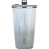 TYESO Stainless Steel Tumbler with straw inside Stainless steel wide-mouth vacuum insulation home office outdoor multi-color thermal insulation and cold insulation cover with 20oz (Gray)