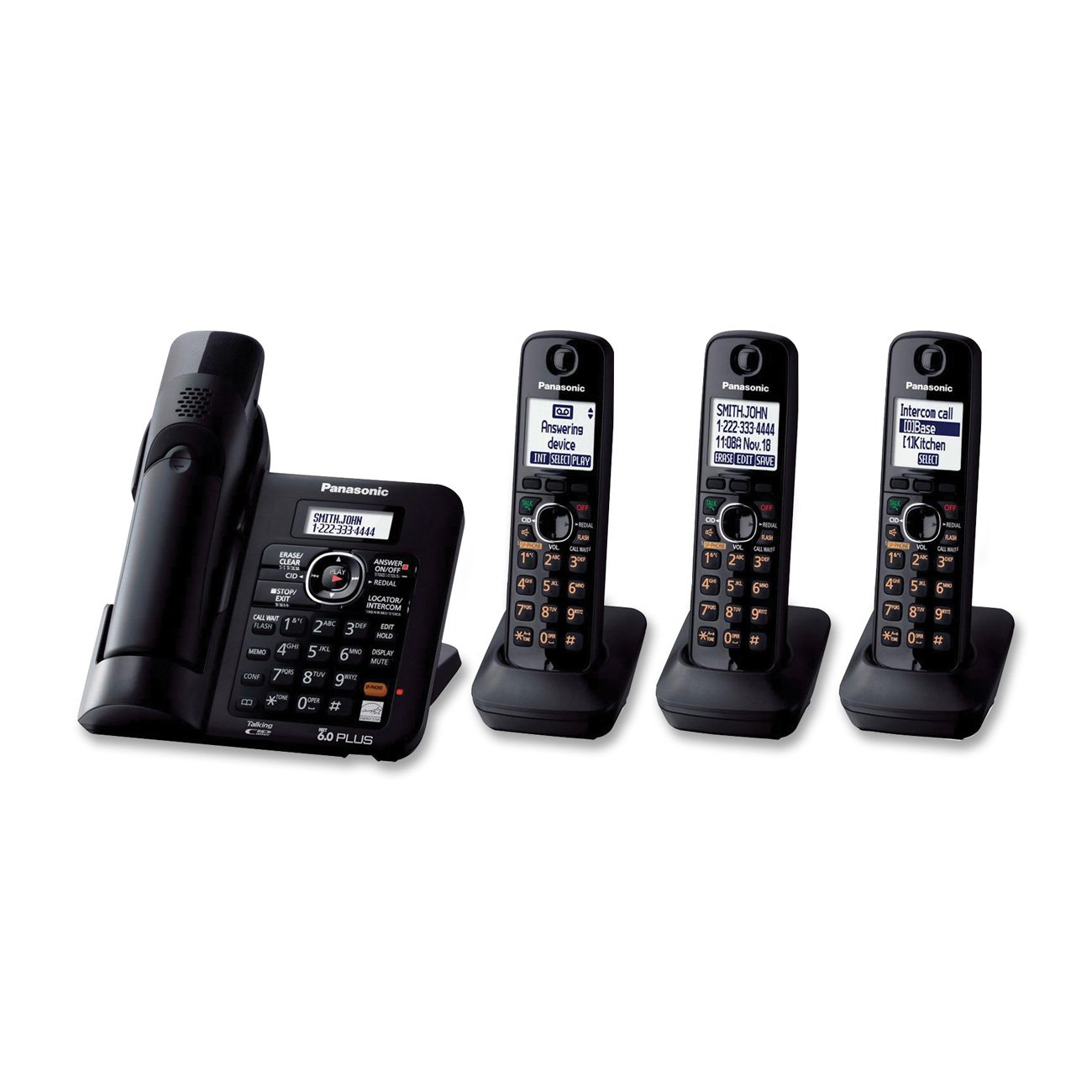 Amazon.com: Panasonic KX-TG6645B DECT 6.0 Cordless Phone with Answering  System, Black, 5 Handsets: Electronics