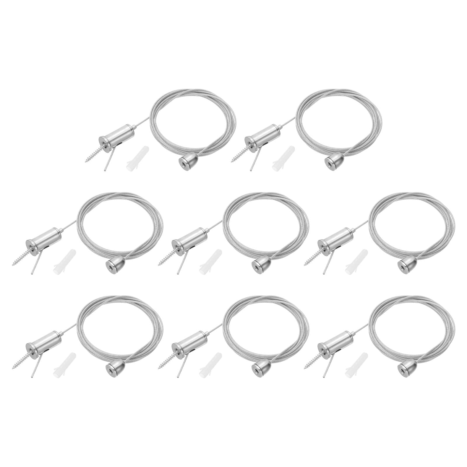 PATIKIL Ceiling Hanging Wire Cable Kit, 2m/6.6ft 8 Set Adjustable Light Suspend Cable Kit Panel Hanging Rope Clamp for Pendant Light Fitting Aquarium Lights, Style 3