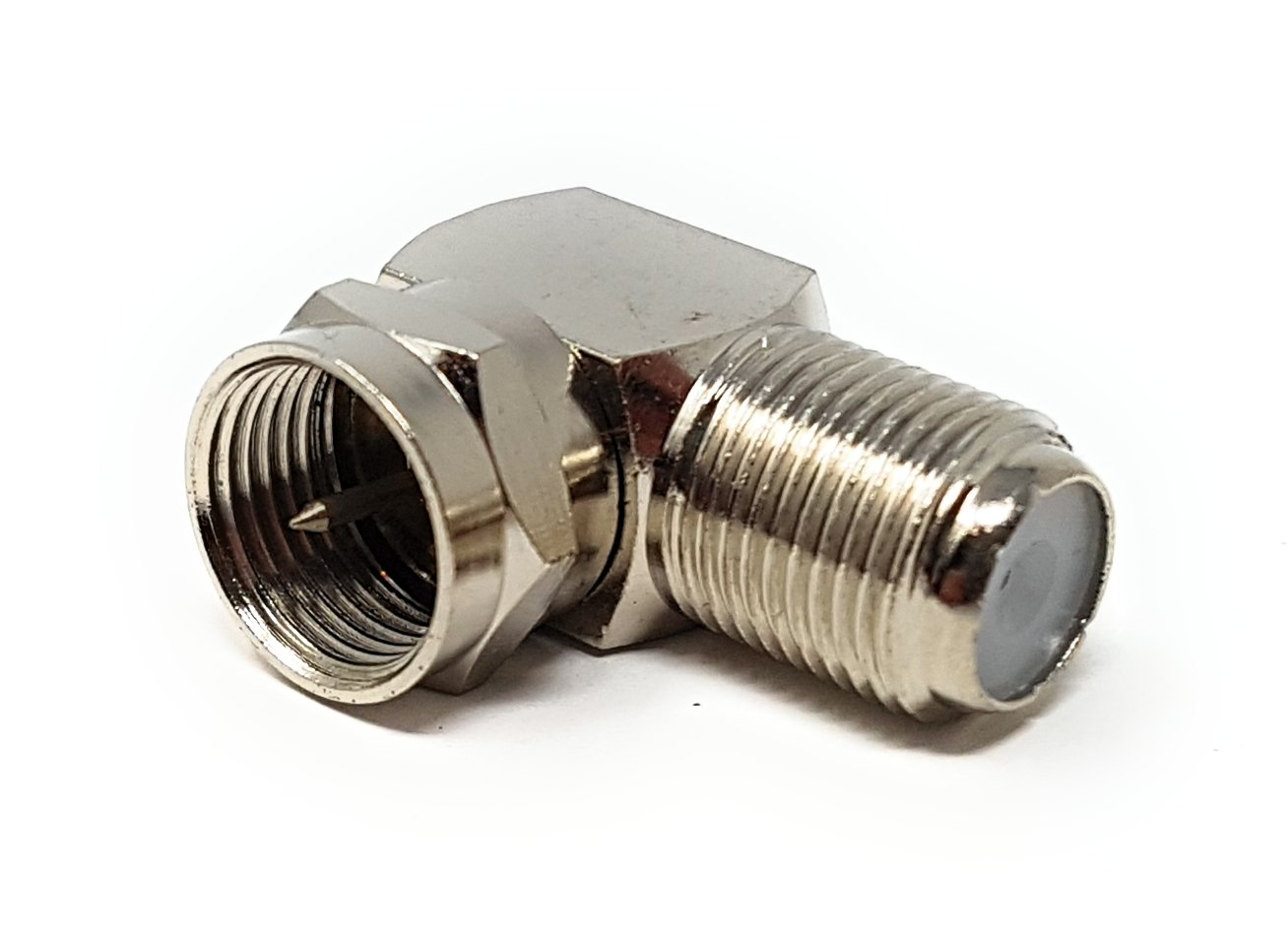 Maincore F Type Socket to Right Angle Male Plug Screw on Coupler Adapter Extender for Cable.