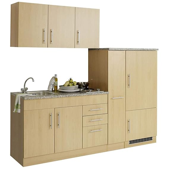 Lomadox - Cocina de Madera de Haya (210 cm, Incluye Nevera ...