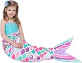 WERNNSAI Mermaid Tail Blanket Plush Wearable Blanket 140 x 60 cm Pink