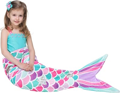WERNNSAI Mermaid Tail Blanket Plush Wearable Blanket 140 x 60 cm Pink