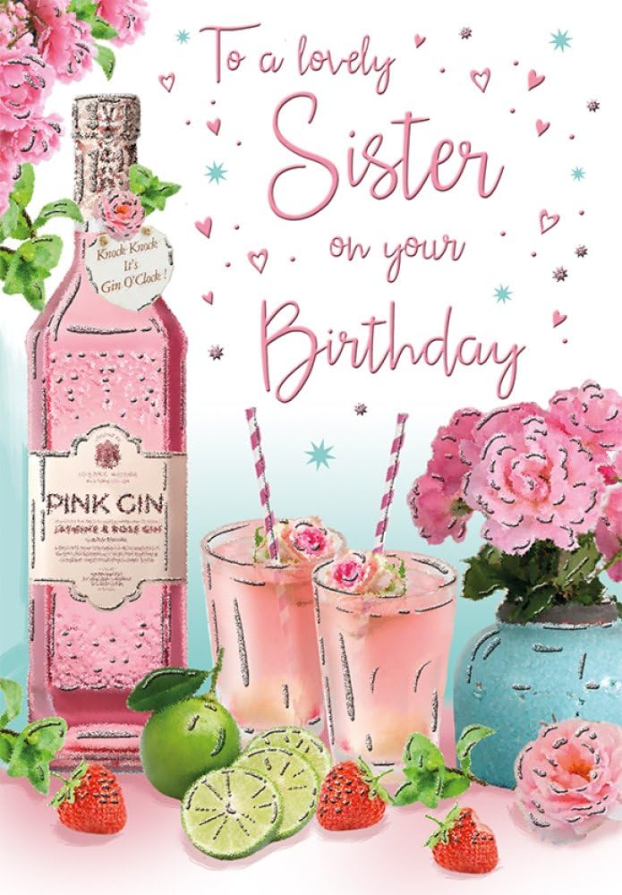 Piccadilly Greetings Regal Publishing Birthday Card Sister - 9 x 6 inches, C80452, Pink