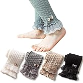 Looching 4 Pack Baby Girls Leggings Toddler Solid Cable Knit Basic Ankle Length Pants Kids Warm Footless Tights