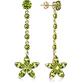 Galaxy Gold GG 14k Solid Gold Flower Dangle Earrings with Peridots