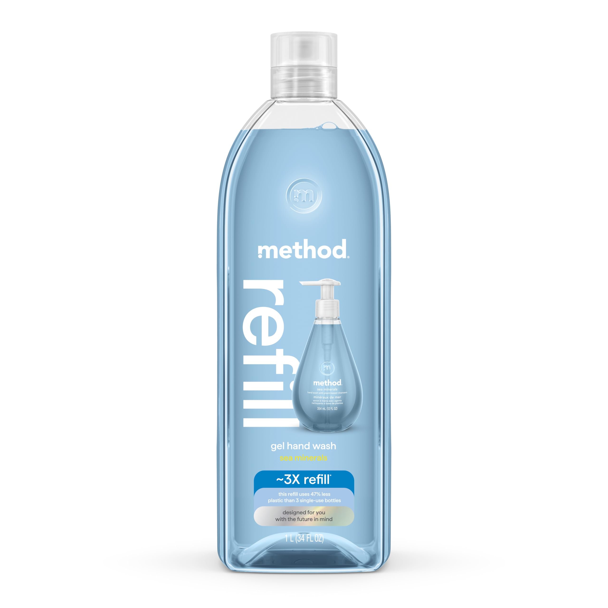Photo 1 of Method Gel Hand Soap Refill, Sea Minerals, Biodegradable Formula, 34 Fl Oz (Pack of 1) (Packaging May Vary)