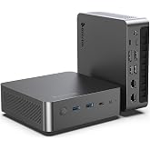 Glorlin Mini PC Ryzen 7 8845HS, 16G DDR5 RAM 500G SSD Mini Computers | Radeon 780M, AI NPU up to 38 Tops, Quad 4K Display, Dual USB4, Dual 2.5G LAN, WiFi 6 for Home/Office/Light Gaming