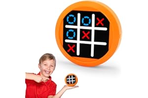 Dollox 4-in-1 Mini Tic Tac Toe Bolt Game, Electronic Handheld Game Puzzle Board Games Console Brain Training Includes Tic Tac Toe, Memory Flash, Whack-a-Mole Family Fun Travel Games (Orange)