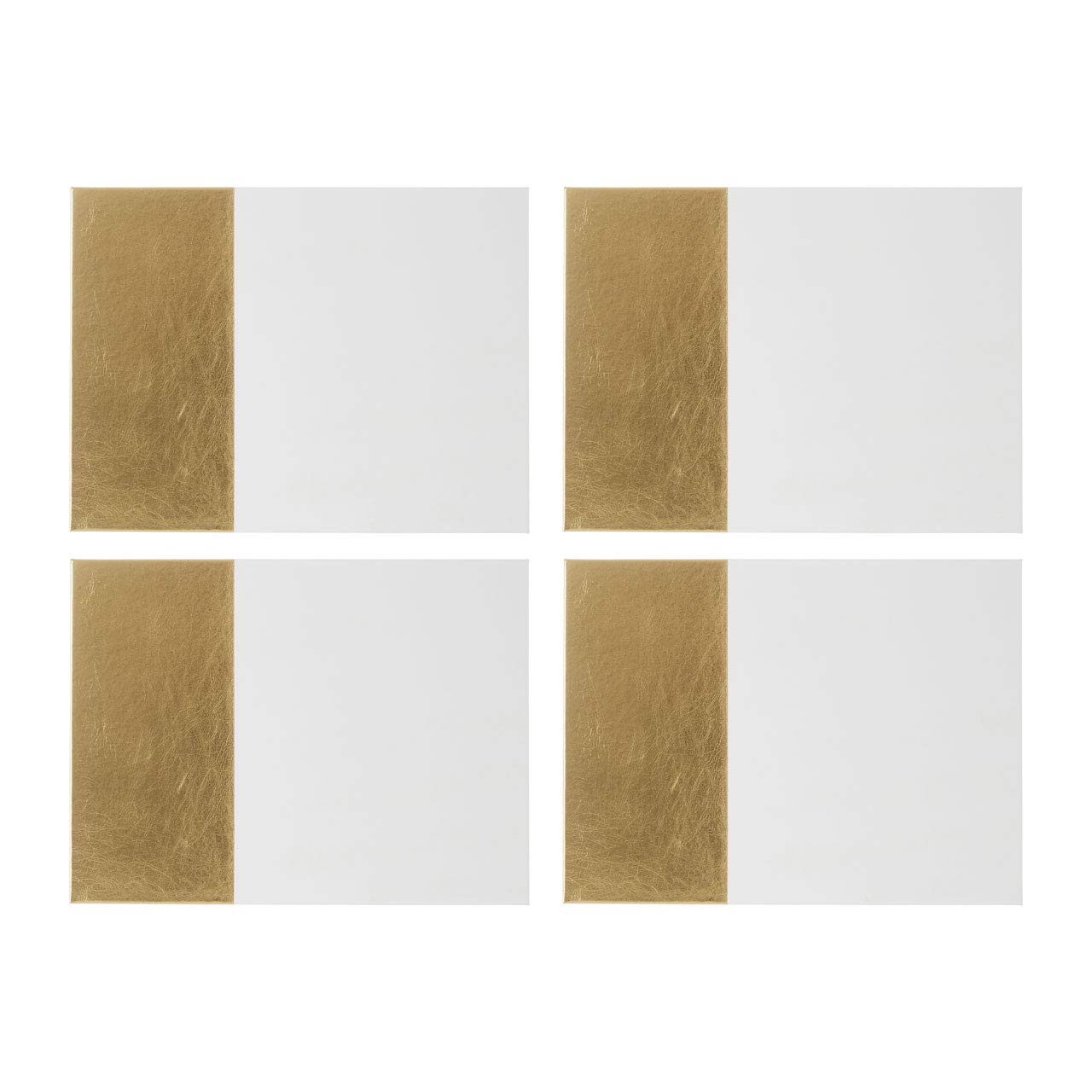 Geome Dipped Placemats, Rectangular, Leather Effect/White & Gold, Set of 4