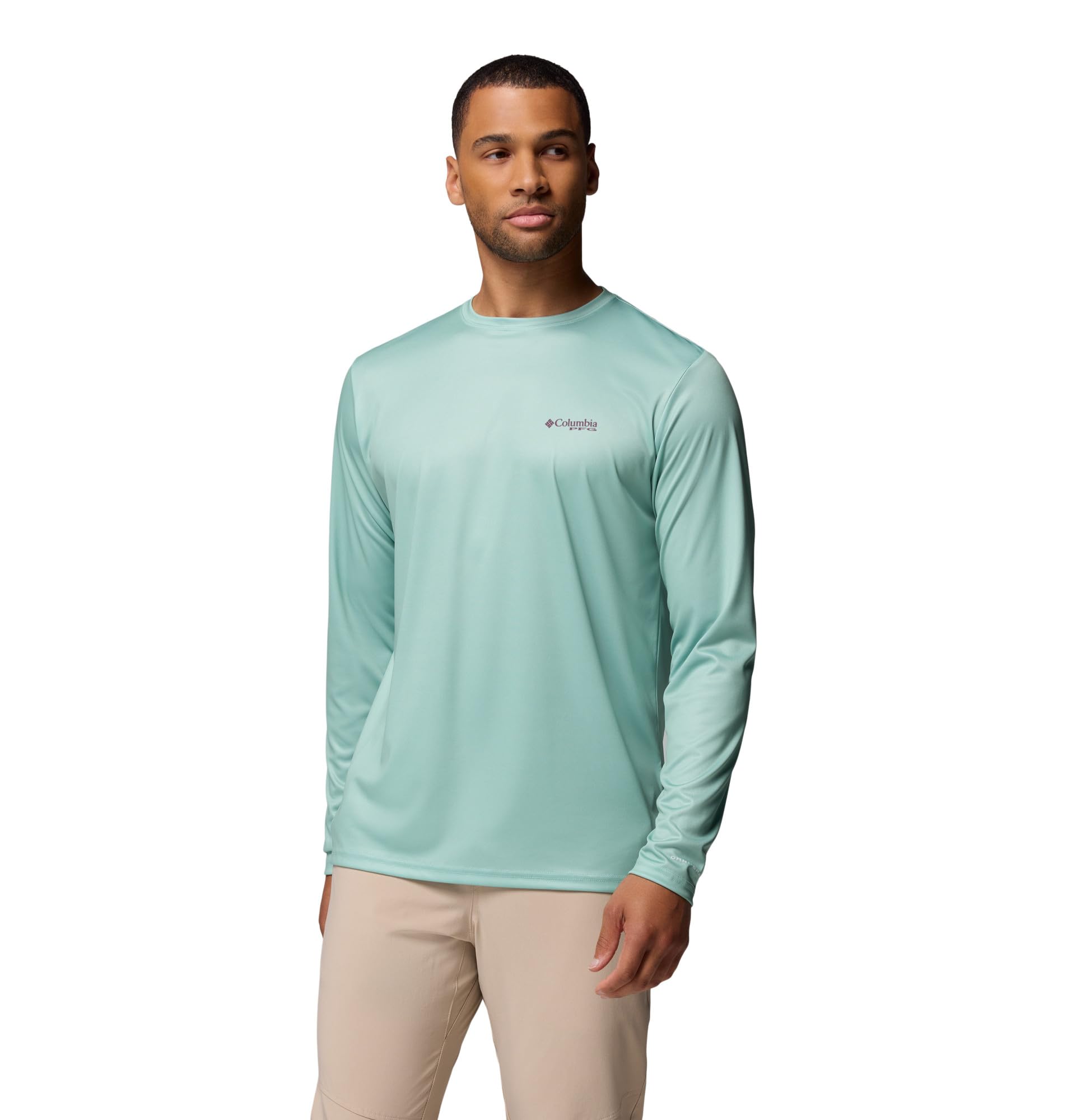 Columbia Mens Terminal Tackle PFG Fish Flag Long Sleeve, Misty Jade/Dusty Purple, 1X Image