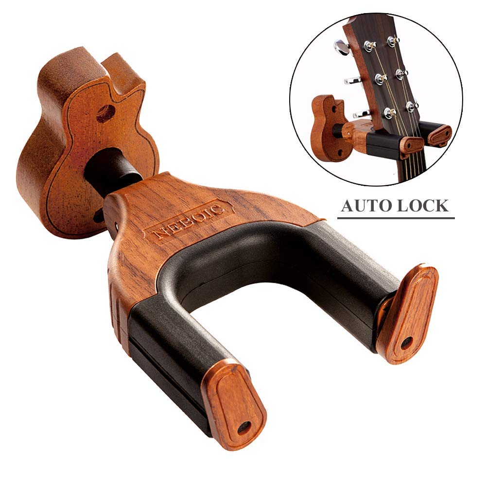 Hanging Guitar Stand Acoustic - Neboic Guitar Wall Mount Auto Lock Guitar Wall Hanger Hard Wood Base Guitar Holder Guitar Hook Acoustic Classical Electric Bass Guitar Stand Guitar Accessories Buy Online In Czech Republic At Desertcart