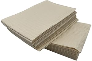 SANDHILL TOOLS Disposable Dental Patient Waterproof Bibs 13"x18" with Poly Back, 3 Layer Bibs with Poly Back for Tattoo, Dental, Medical, Nail Tray or Table Covers (Beige) (Pack of 50)