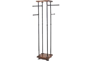 WILLIAM ROBERTS VINTAGE Industrial Pipe and Wood Clothes Rack 4-Way, Garment Rack, Clothing Rack, Closet Organizer, Clothing Storage and Display