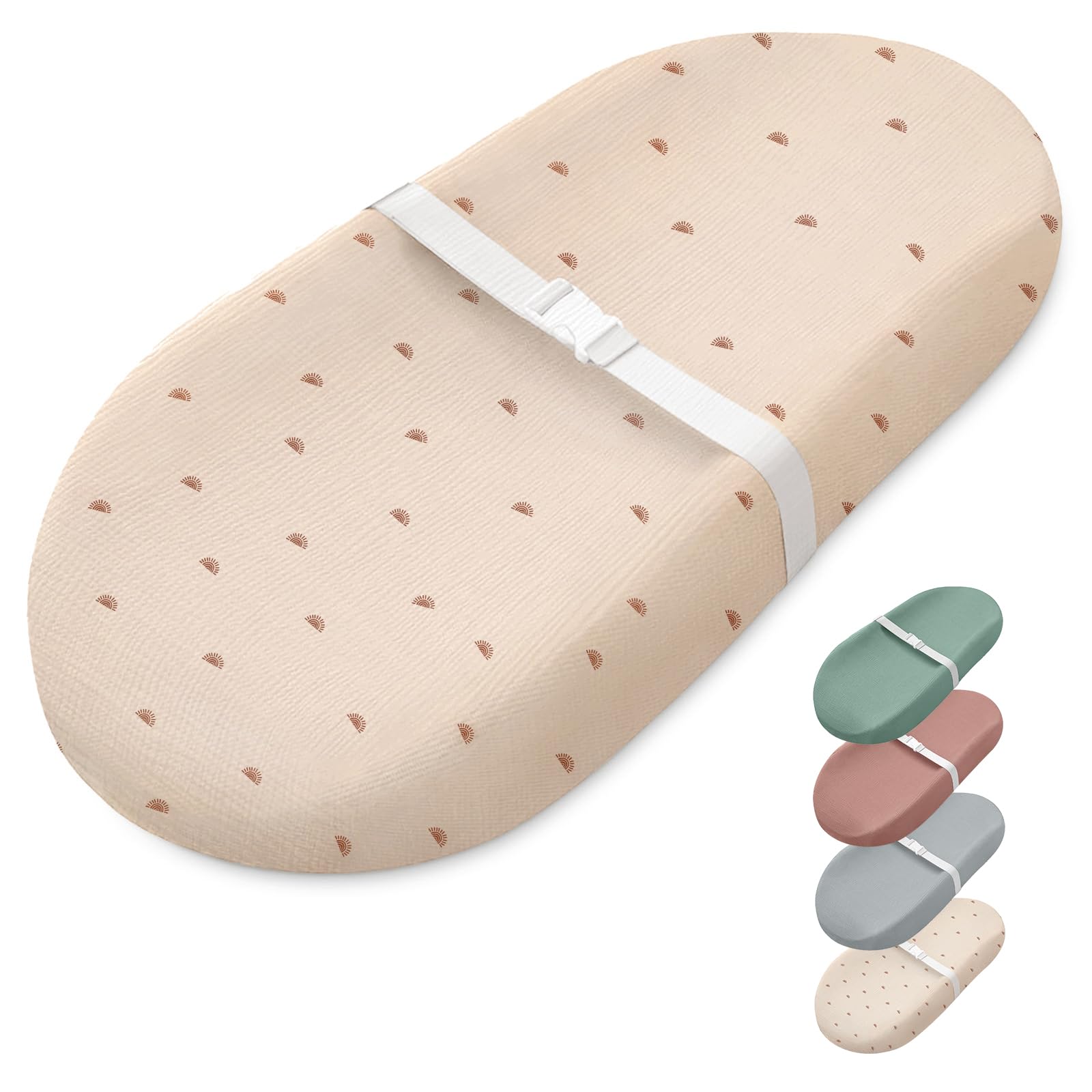 Photo 1 of Blissful Diary Muslin Baby Changing Pad with Waterproof Lining Foam, Diaper Changing Table Pad with Cover for Dressers (Sunshine, Avocado)