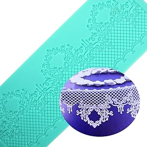 Anyana sugar edible wedding heart Novelty Alcazar lace cake silicone Embossing Mat Texture fondant impression lace mat decorating mold gum paste cupcake topper icing candy imprint baking moulds craft