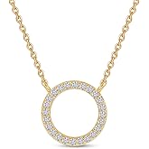 18K Gold Plated | Open Heart, Circle & Cross Moissanite Diamond Pendant Necklace, Cute Dainty Love Pendant Necklace Jewelry 16+2 Inch Extender