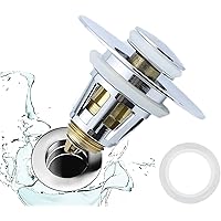 Bathroom Sink Stopper, Pop Up Universal Wash Basin Drain Filter Bathroom Sink Drain Plug with Basket Sink Drain Strainer…
