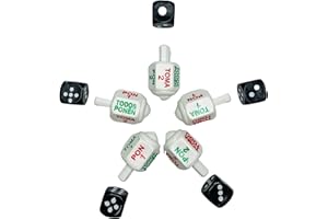 MEXART Classic Mexican Pirinola Toma Todo Solid Plastic and Dices Peace 10 Black and White Pack/Pirinola de Plastico Solida (10 Pack)