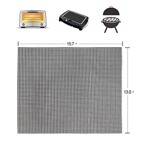 BBQ Grill Mesh Mat - Non-Stick Cooking Mats for Grilled Vegetables/Fish/Fajitas/Shrimp, Grilling Sheet Liner, Reusable Grill Accessories - Use on Gas, Charcoal, Electric Barbecue (15.7" x 13", 3 Pack) - Thumbnail 2