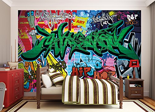 GREAT ART Wallpaper Graffiti Style - Kids and Teenagers Wall Decoration Street Art Mural Retro Posters (132.3 Inch x 93.7 Inch/336 x 238 cm)