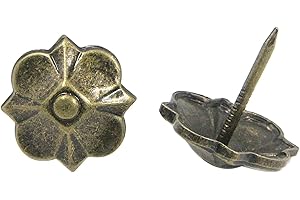 Coshar 20pcs 0.79"x0.87" Upholstery Nail Wood Decorative Head Pins for Home Furniture(Antique Brass Tone)