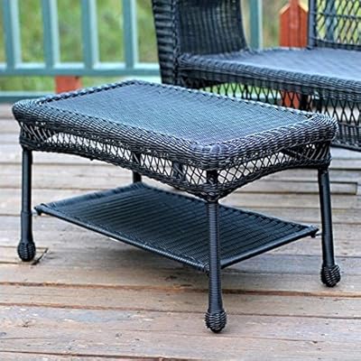 Pemberly Row Wicker Patio Coffee Table in Black 6144ZE9I oL