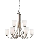 Minka Lavery 4969-84 Overland Park 2-Tier Chandelier, 9-Light, 900 Total Watts, 30-in H x 29.25-in W, Brushed Nickel