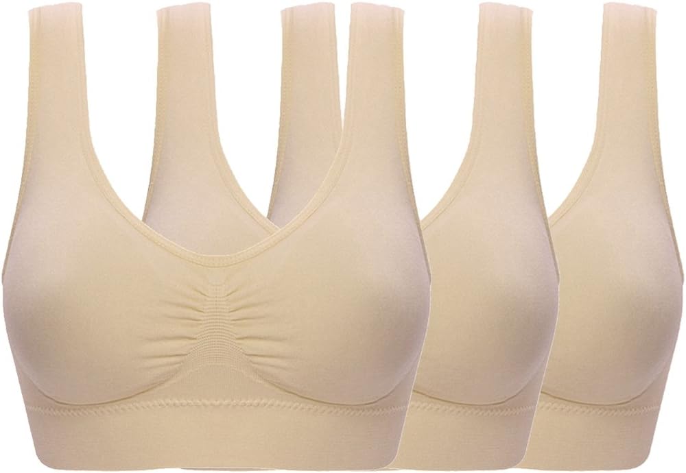 Ouno 5 Pack Womens Seamless Wirefree Sleep Bra