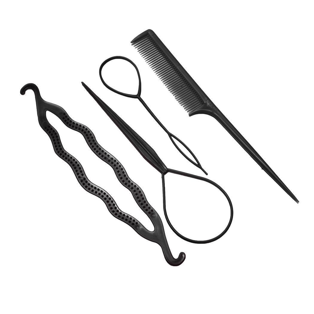 4PCS Hair Styling Set Clip Bun Maker Braid Hair Ponytail Tool Hair Accessory