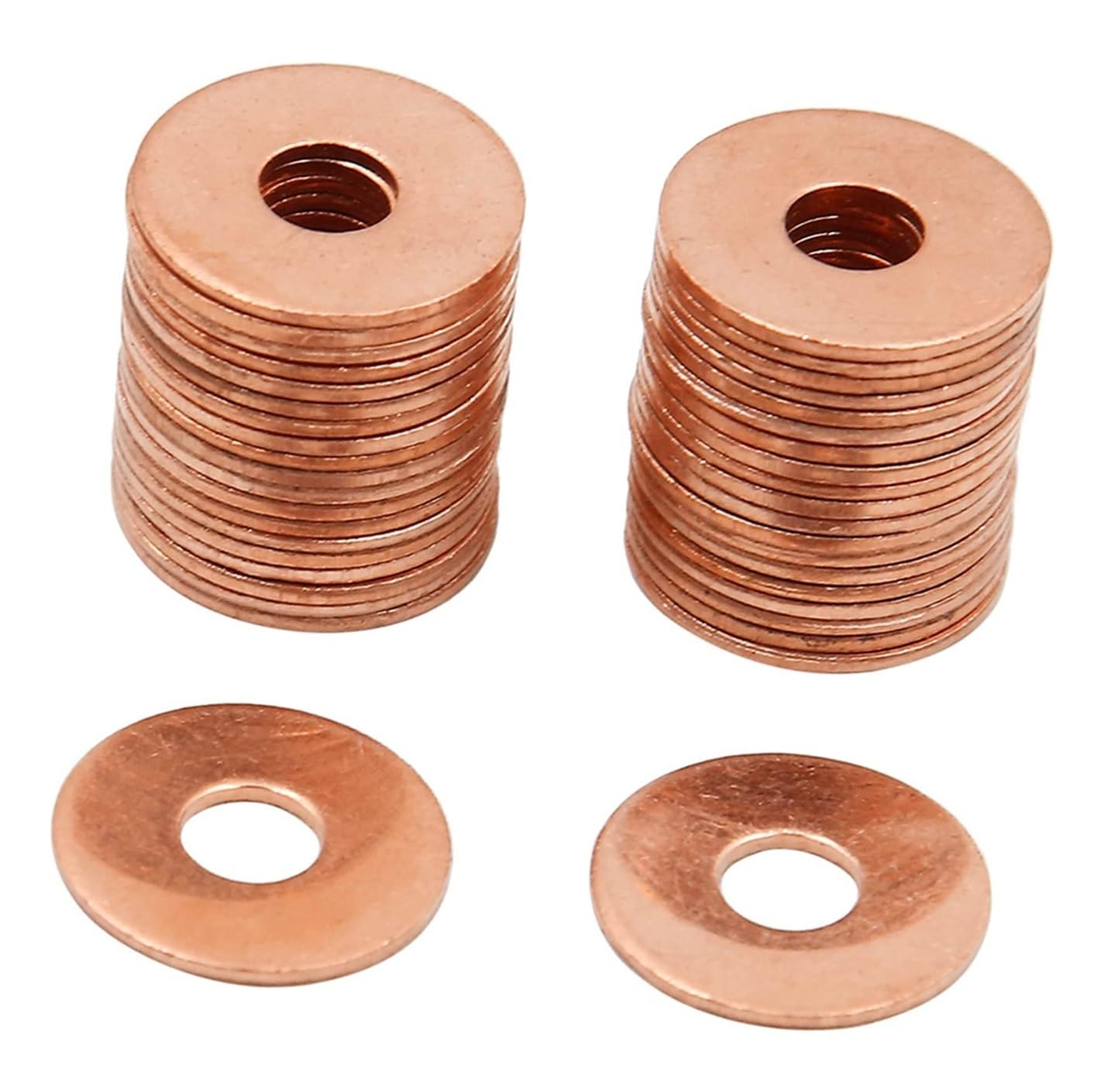 40pcs M6 Copper Washers Flat Ring Sump Plug Oil Seal Gasket Sealing Fitting Washers (M6 x 18 x 1mm)