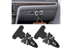 TSUGAMI Car Glove Box Hook, 2PCS Leather Cute Bow Vehicles Co-Pilot Storage Hanger for Handbags Purses, Foldable Automotive I
