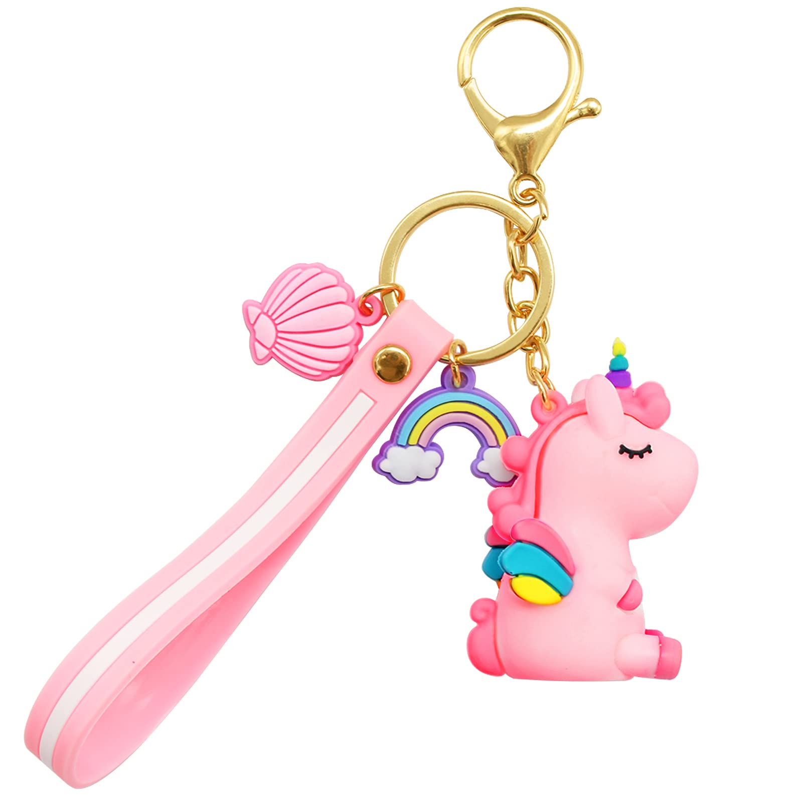 Hioph Unicorn Keyrings for Girls, Kids Key Chains, Lucky Rainbow Unicorn Keychain, Cute Soft Silicone Cartoon Keychains, Women Bag Key Holder Rings Keyfob Accessories