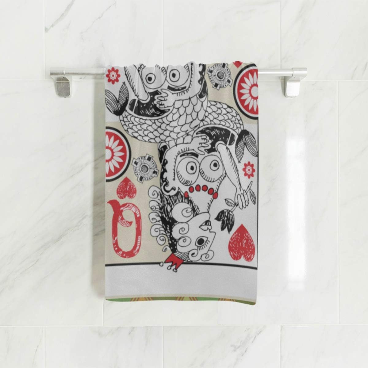engree Sports Hand Towels Personality Poker Cards Soft