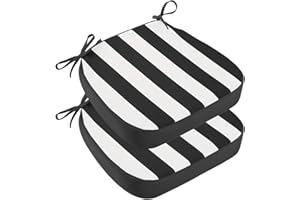 idee-home Outdoor Chair Cushions Set of 2, 17" x 17" x 3" Thick D-Shaped Patio Furniture Outdoor Seat Cushions Waterproof with Ties, Dining Pads