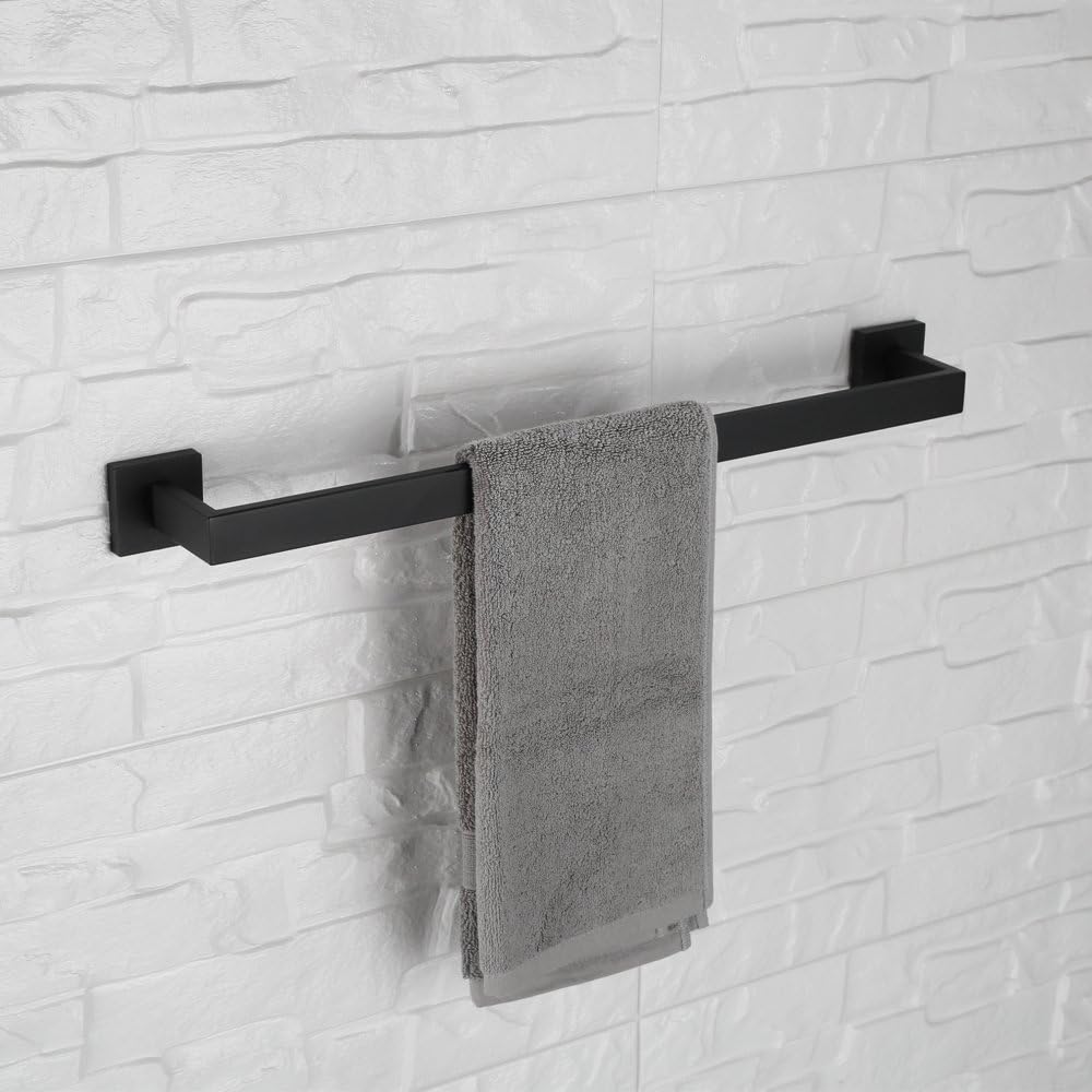 LuckIn 24 Inch 4 Pieces Matte Black Bathroom Accessories Set, Modern Bath Hardware Set, SUS304 Stainless Steel, Easy to Install: Home & Kitchen