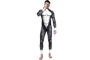 Sipumia Unisex Cosplay Halloween Bodysuit Animal Skin Printed Party Skinny Catsuit Costume Outfit